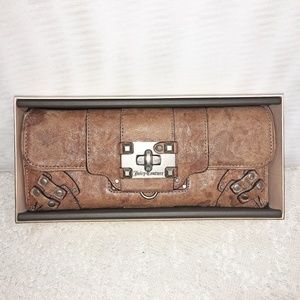 Juicy Couture Brown Leather Elongated Clutch